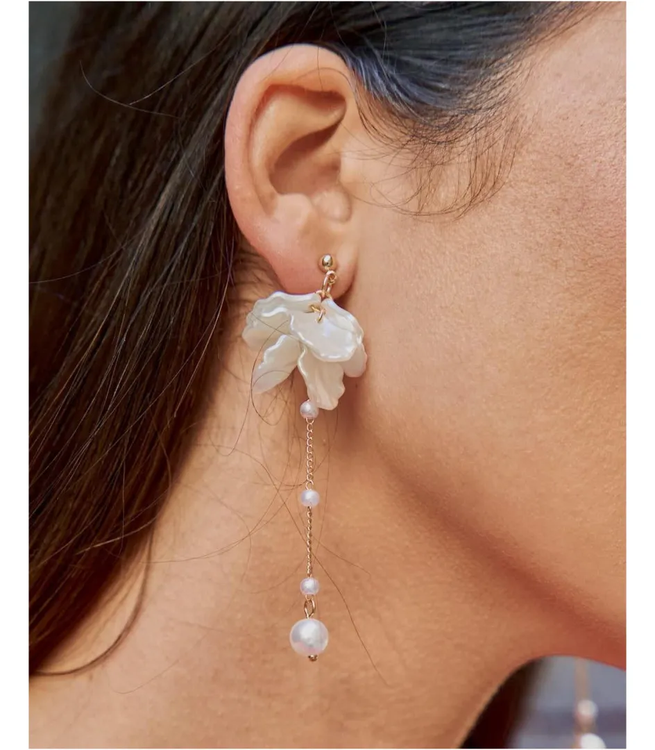 Polin et moi Pendientes Largos Perlas