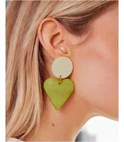 Polin et moi Pendientes Verde Corazón