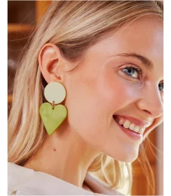 Polin et moi Pendientes Verde Corazón